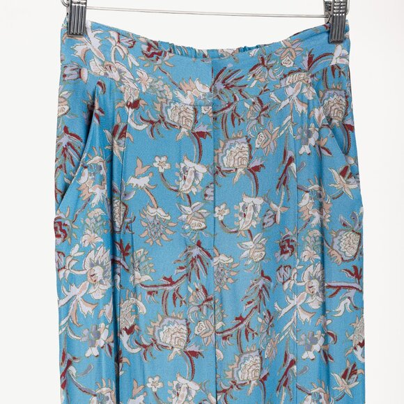 Veronica Beard Blue Pomeline Floral-Print Crepe de Chine Pants - Picture 4 of 12